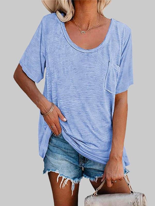 Casual Solid Color Mid-sleeved T-shirt - LuckyFash™