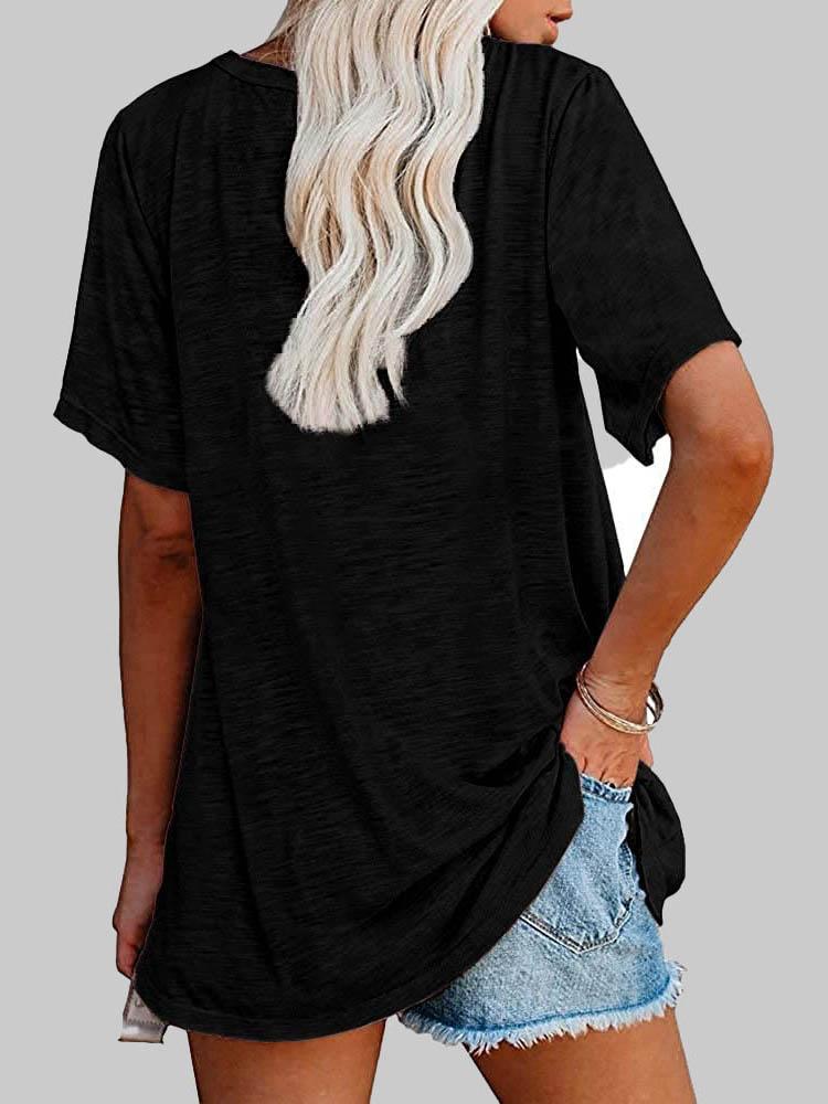 Casual Solid Color Mid-sleeved T-shirt - LuckyFash™