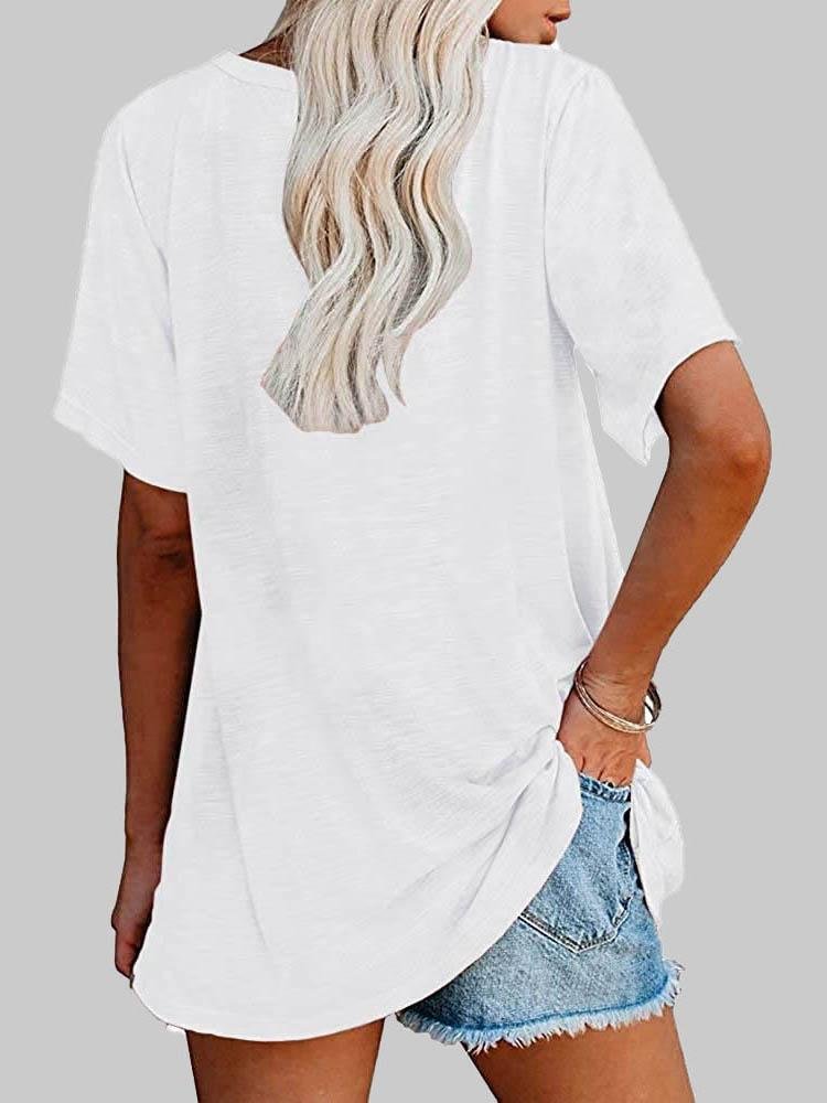 Casual Solid Color Mid-sleeved T-shirt - LuckyFash™