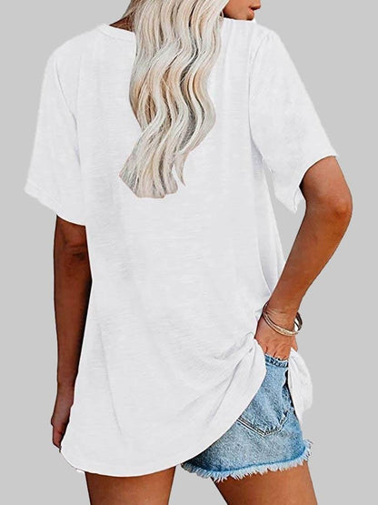 Casual Solid Color Mid-sleeved T-shirt - LuckyFash™