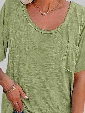Casual Solid Color Mid-sleeved T-shirt - LuckyFash™