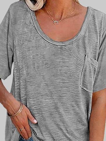 Casual Solid Color Mid-sleeved T-shirt - LuckyFash™
