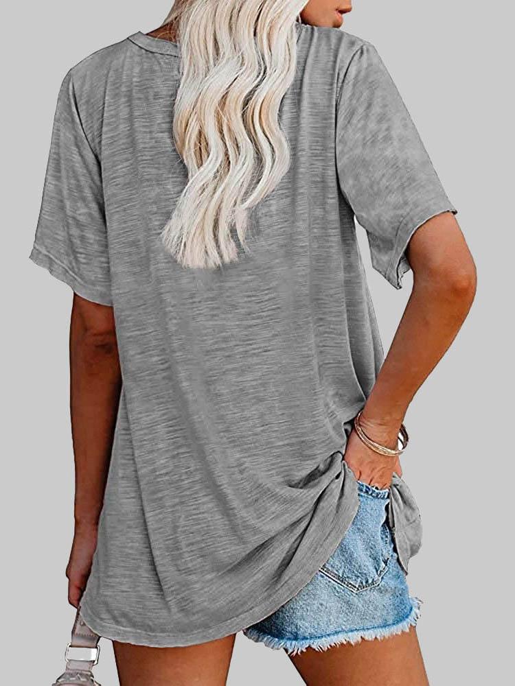 Casual Solid Color Mid-sleeved T-shirt - LuckyFash™