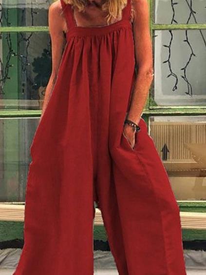 Casual Solid Sleeveless Suspender Jumpsuit - LuckyFash™