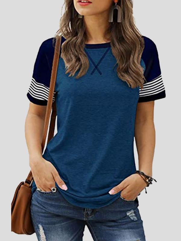 Casual Splicing Faded Short-sleeved Ladies T-shirt - LuckyFash™