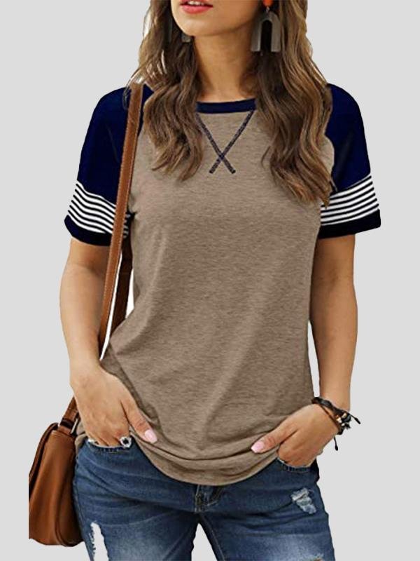 Casual Splicing Faded Short-sleeved Ladies T-shirt - LuckyFash™
