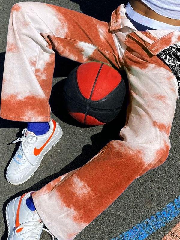 Casual Street Shot High-waisted Straight Tie-dye Pants - LuckyFash™