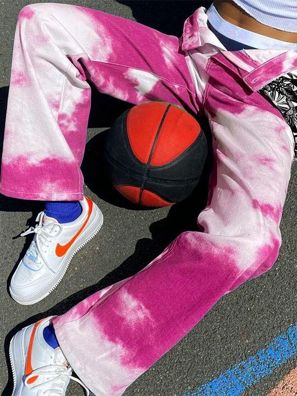 Casual Street Shot High-waisted Straight Tie-dye Pants - LuckyFash™
