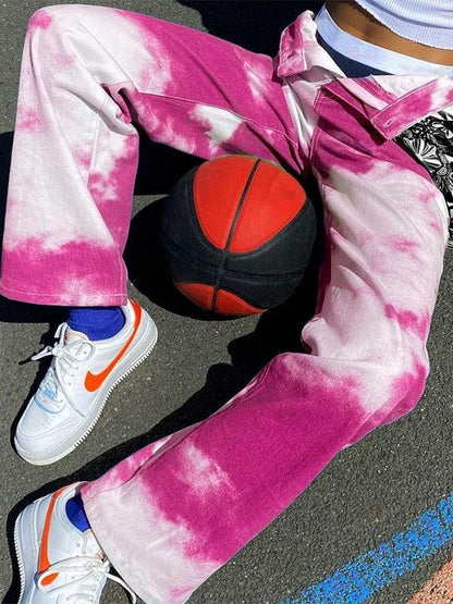 Casual Street Shot High-waisted Straight Tie-dye Pants - LuckyFash™