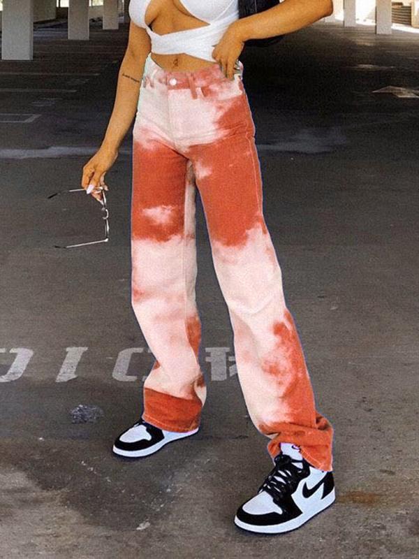 Casual Street Shot High-waisted Straight Tie-dye Pants - LuckyFash™