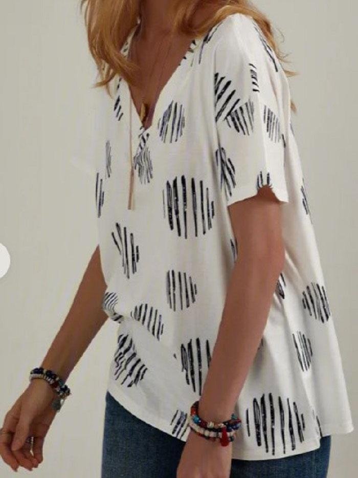Casual V-neck Loose Plus Size Short-sleeved T-shirt - LuckyFash™