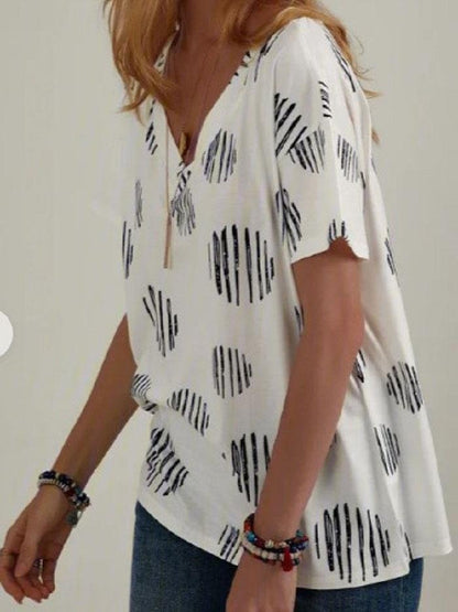 Casual V-neck Loose Plus Size Short-sleeved T-shirt - LuckyFash™
