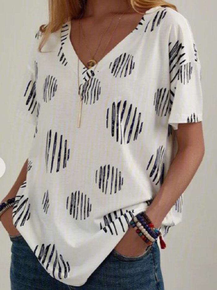 Casual V-neck Loose Plus Size Short-sleeved T-shirt - LuckyFash™
