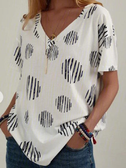 Casual V-neck Loose Plus Size Short-sleeved T-shirt - LuckyFash™