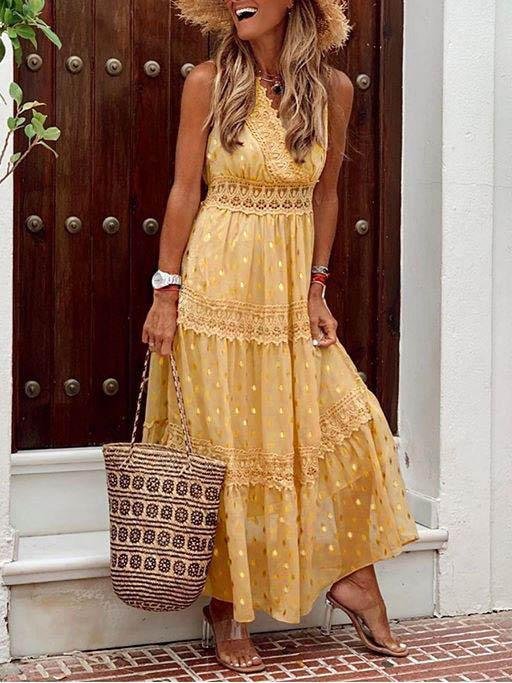 Casual V Neck Sleeveless Maxi Dress - LuckyFash™