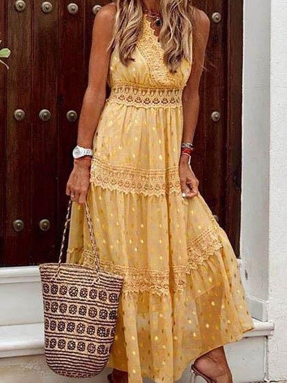 Casual V Neck Sleeveless Maxi Dress - LuckyFash™