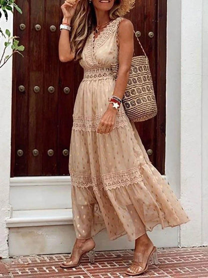 Casual V Neck Sleeveless Maxi Dress - LuckyFash™