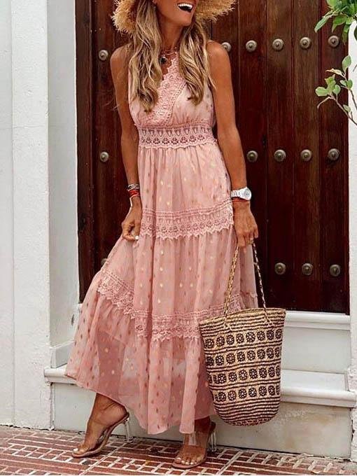 Casual V Neck Sleeveless Maxi Dress - LuckyFash™
