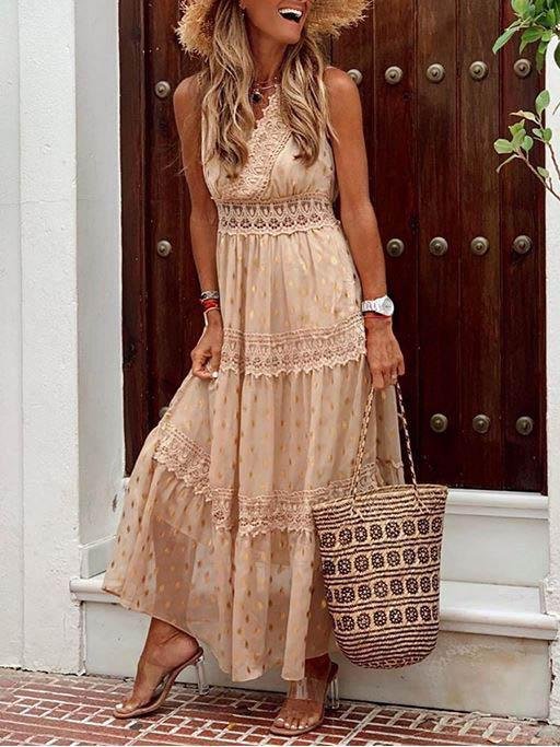 Casual V Neck Sleeveless Maxi Dress - LuckyFash™
