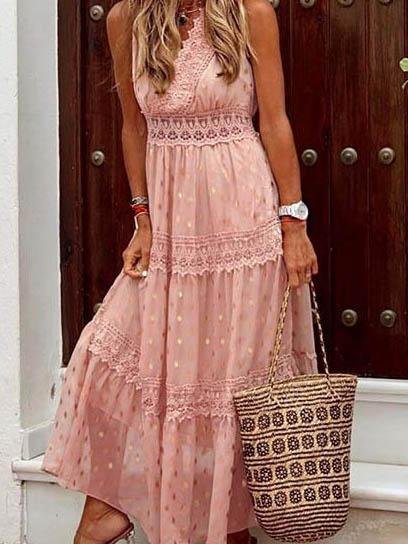 Casual V Neck Sleeveless Maxi Dress - LuckyFash™