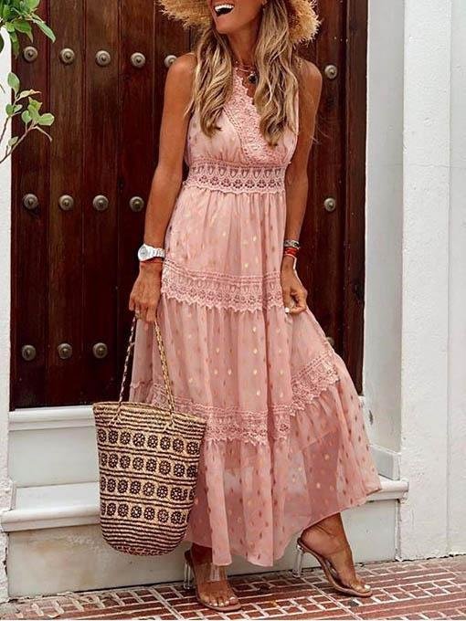 Casual V Neck Sleeveless Maxi Dress - LuckyFash™