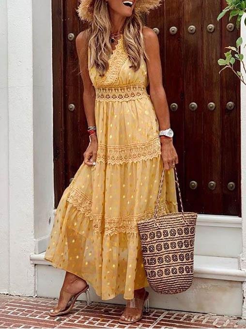 Casual V Neck Sleeveless Maxi Dress - LuckyFash™