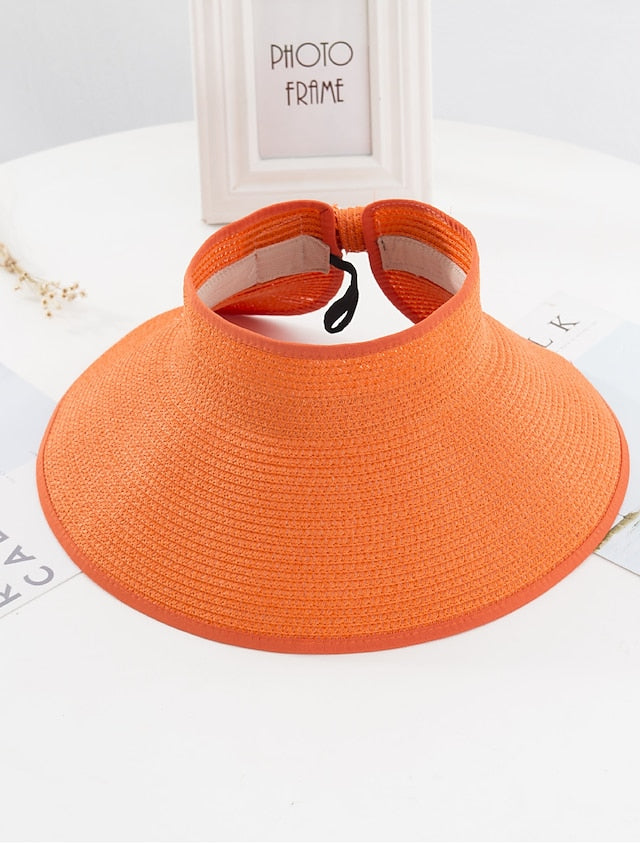 14 Colors Summer Folding Empty Top Hat Straw Hat Sun Hat Beach Hat Sunshade Sun Hat Panama Women's Men's Straw Hat - LuckyFash™