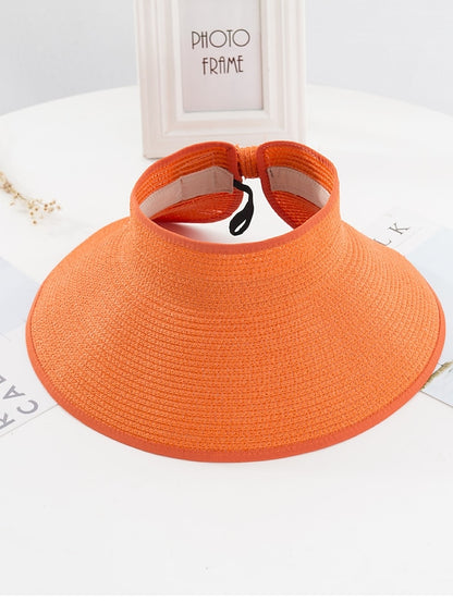 14 Colors Summer Folding Empty Top Hat Straw Hat Sun Hat Beach Hat Sunshade Sun Hat Panama Women's Men's Straw Hat - LuckyFash™