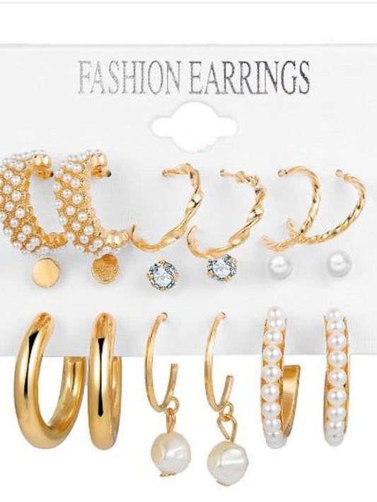 9 Pairs Earrings Set For Women's Birthday Gift Date Plastics Alloy - LuckyFash™