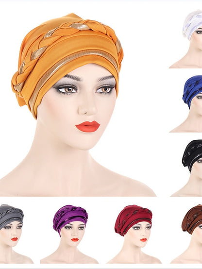 8 Colors Muslim Women Inner Caps Braided Bandanas Hijab Comfort Fashion Turban Hat Colorful Chemo Hats Head Wearing turbante - LuckyFash™