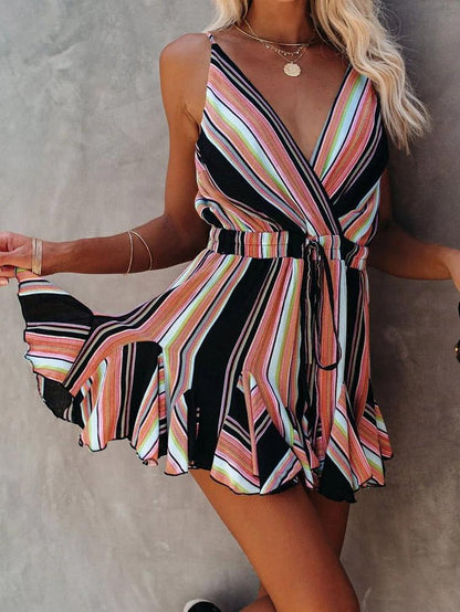 Chiffon Print Sleeveless Ruffle Dress - LuckyFash™