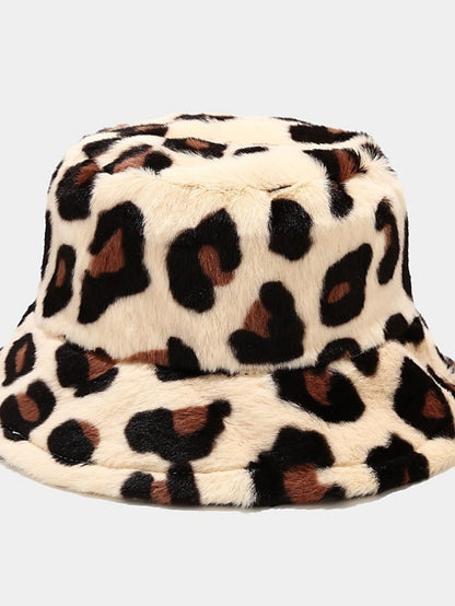 New Winter Bucket Hats Fluffy Fur Men Women Panama Hat Fashion Warm Fisherman Cap Multi Color Leopard Printed Hat - LuckyFash™