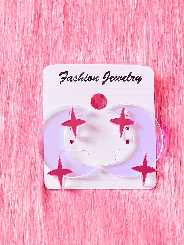 1 Pair Earrings For Women's Birthday Gift Prom Acrylic Monogram Moon Star - LuckyFash™