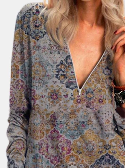 Comfortable Long-sleeved V-neck T-shirt - LuckyFash™