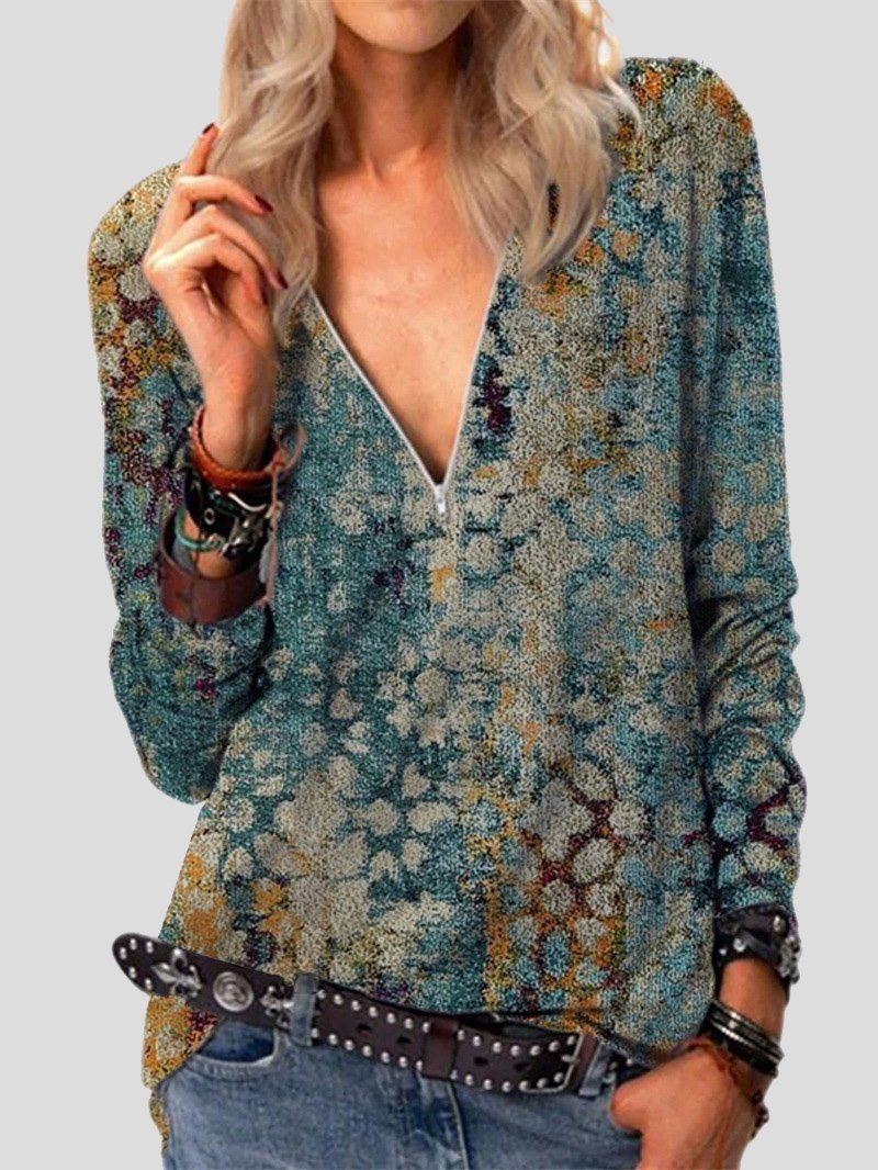 Comfortable Long-sleeved V-neck T-shirt - LuckyFash™