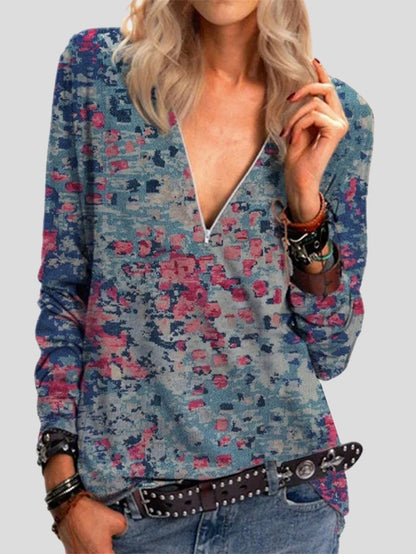 Comfortable Long-sleeved V-neck T-shirt - LuckyFash™