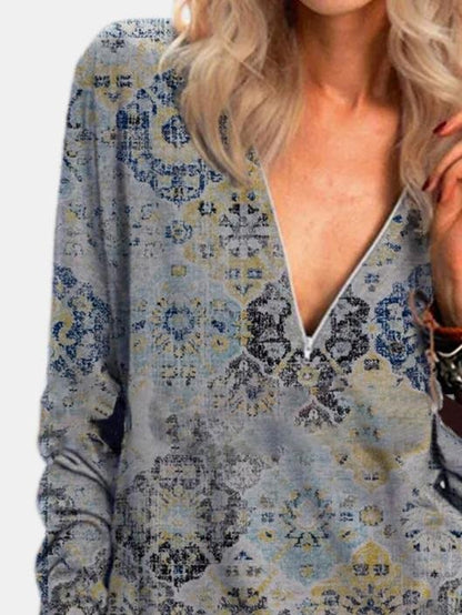 Comfortable Long-sleeved V-neck T-shirt - LuckyFash™