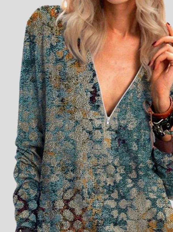 Comfortable Long-sleeved V-neck T-shirt - LuckyFash™