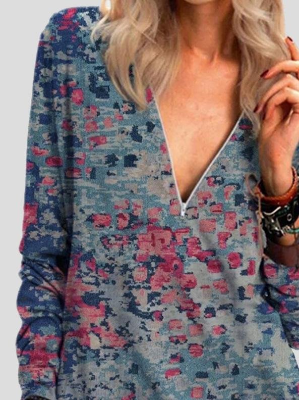 Comfortable Long-sleeved V-neck T-shirt - LuckyFash™