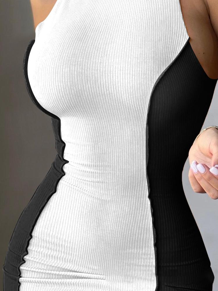 Contrast Color Reverse Wear Sleeveless Bodycon Dresses - LuckyFash™