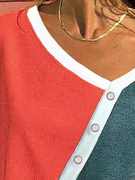 Contrasting Color Long-sleeved Casual T-shirt - LuckyFash™