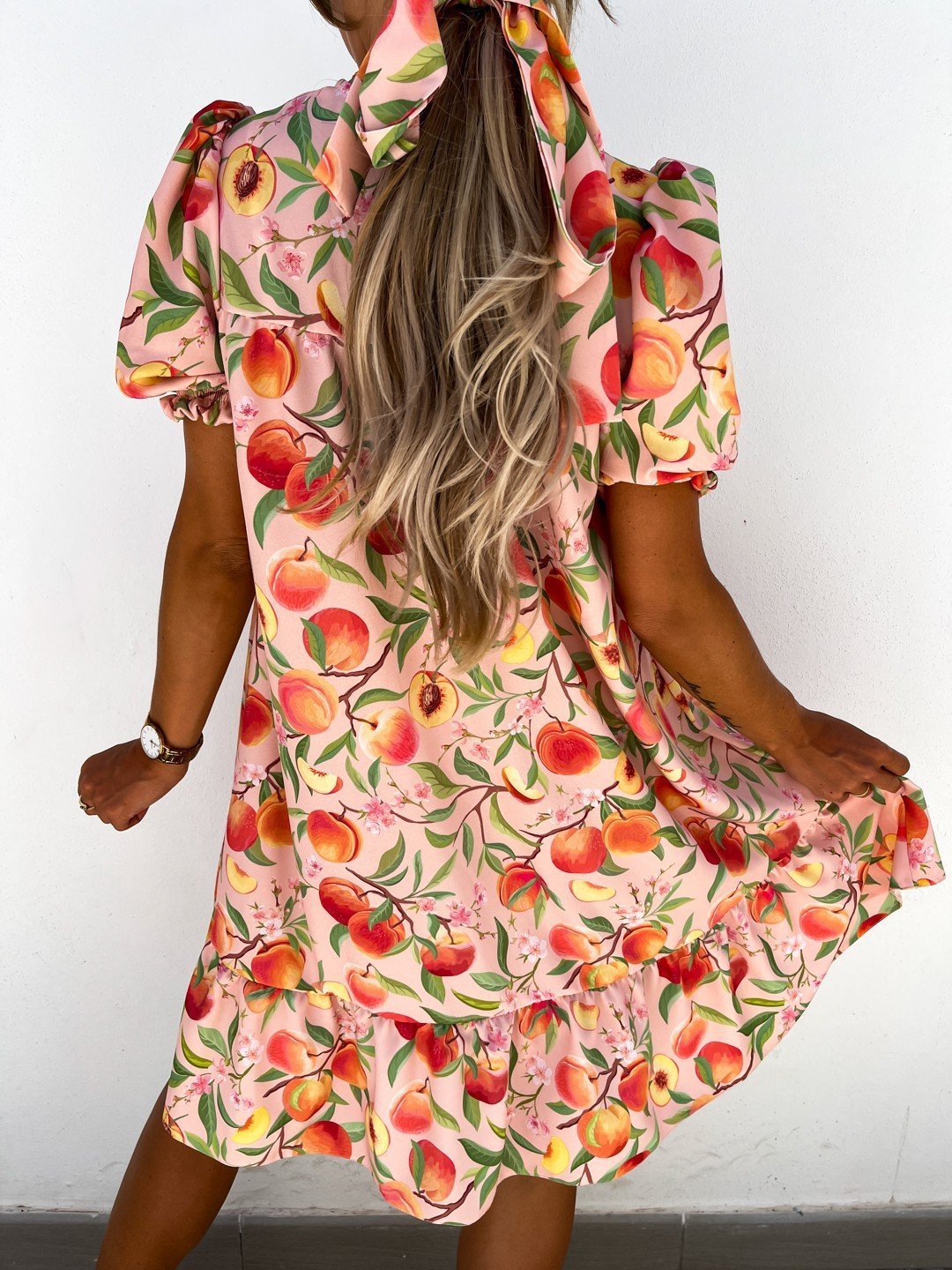 Crew Neck Printed Short Sleeve Mini Dress - LuckyFash™