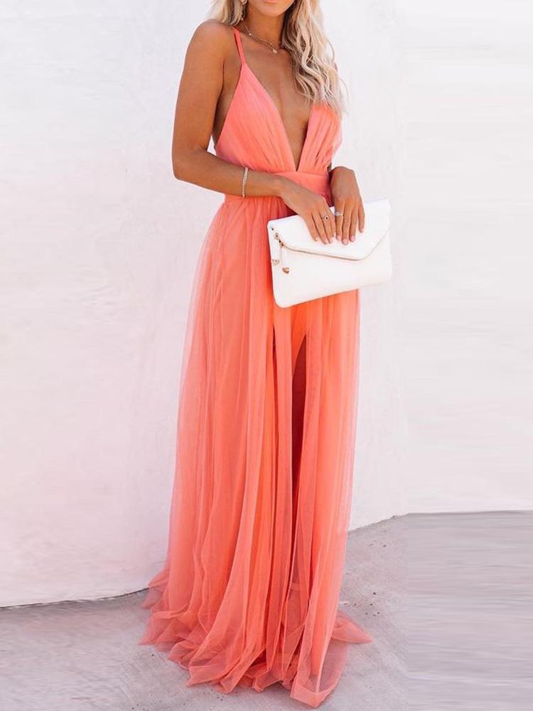 Crisscross Backless Mesh Patch Party Dress - LuckyFash™