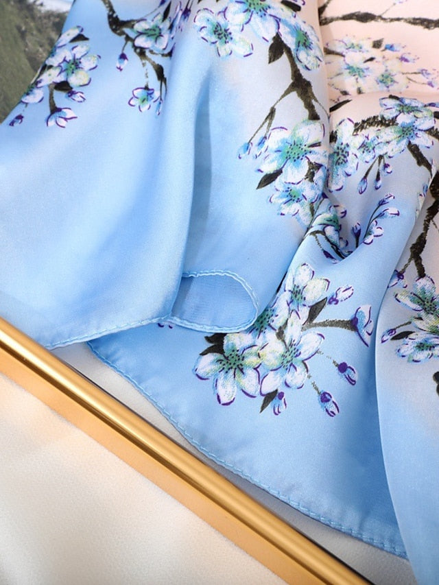 70*70cm Flower Silk Satin Square Scarf for Women Print Neckerchief Hijab Female Head Tie Shawl Wraps Bandana Echarpe - LuckyFash™