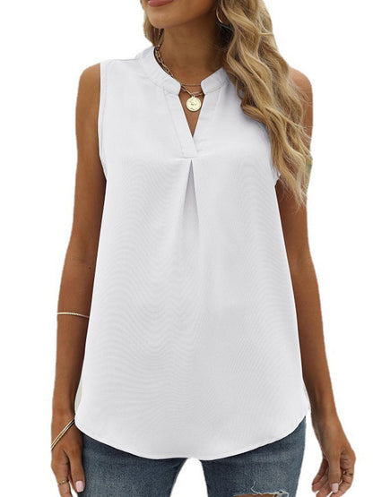 Tank Tops Solid Shirt Loose V-Neck Pullover Sleeveless Tank Top - LuckyFash™