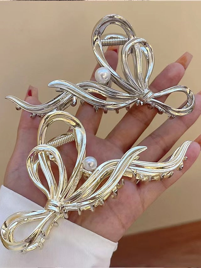 2 pcs Claw Clips Metal Hair Clips 4.3 Gold Hair Clips for Women Non Slip Cute Hair Claw Clip Fashion Hair Shark Hair Clip Metal Hair Claw Clip 1PCS Bell Orchids Pearl Tassel Fashion Nonslip Hair Clips - LuckyFash™