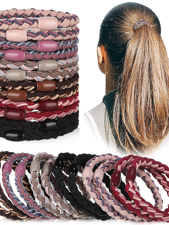 12pcs Women's Weaved Hair Ties Hair Tie For Daily Thread Cord - LuckyFash™