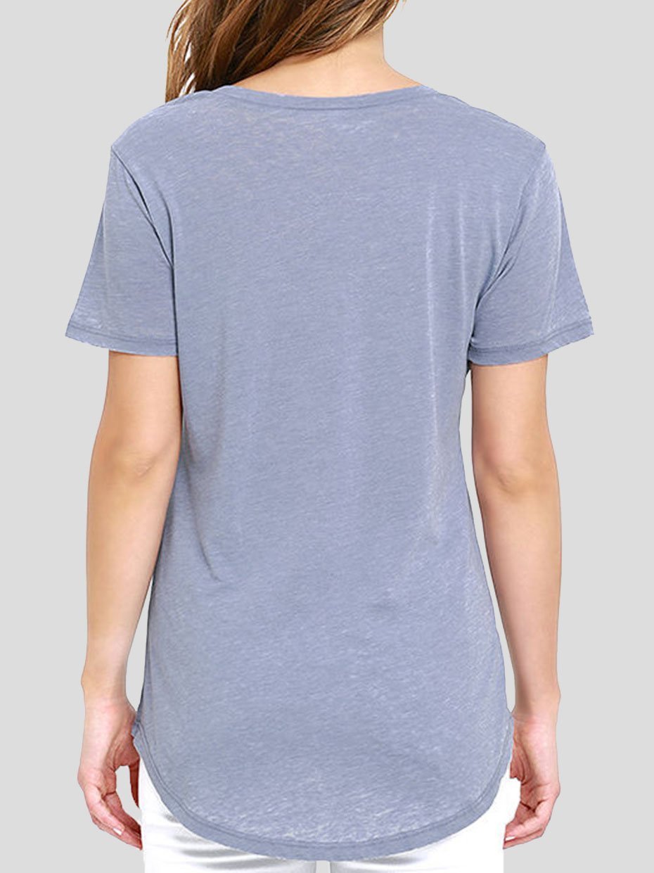 Deep V-Neck Solid Short Sleeve Casual T-Shirt - LuckyFash™