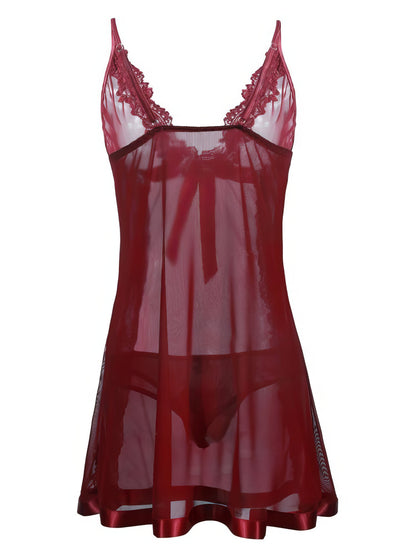 Deep V Neck Suspender Pajamas Lingerie - LuckyFash™