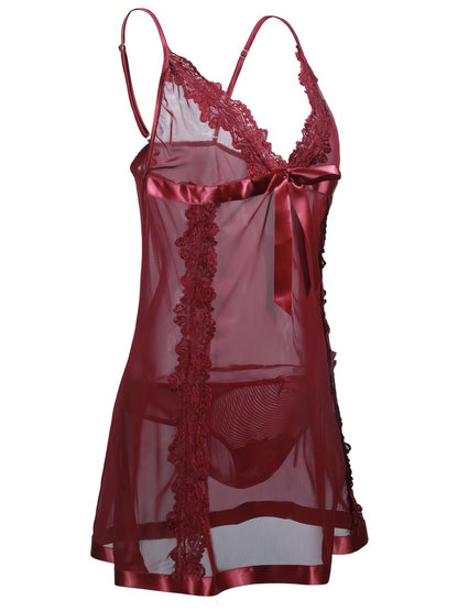 Deep V Neck Suspender Pajamas Lingerie - LuckyFash™
